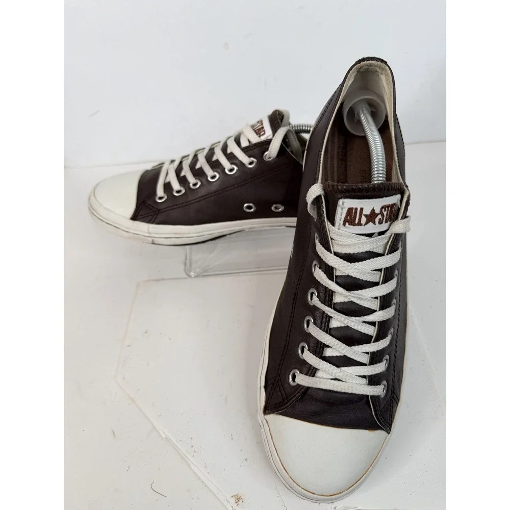 Converse All Star Brown Leather Low Top Sneakers Men's 11.5 Chuck Taylor Casual - Picture 8 of 11